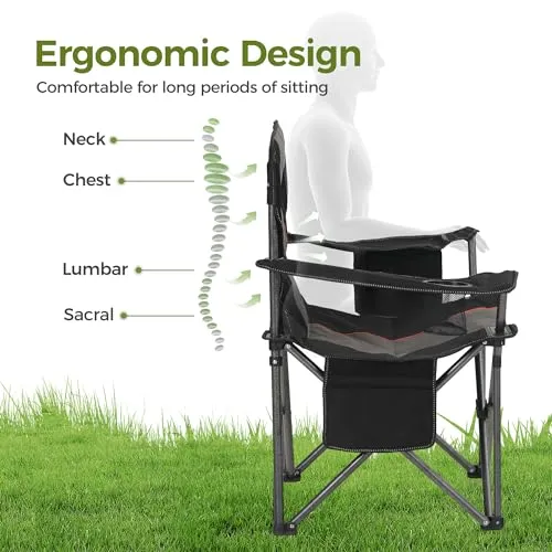 Oversized Camping Folding Chair,Heavy Duty Support 450 LBS Steel Frame Collapsible