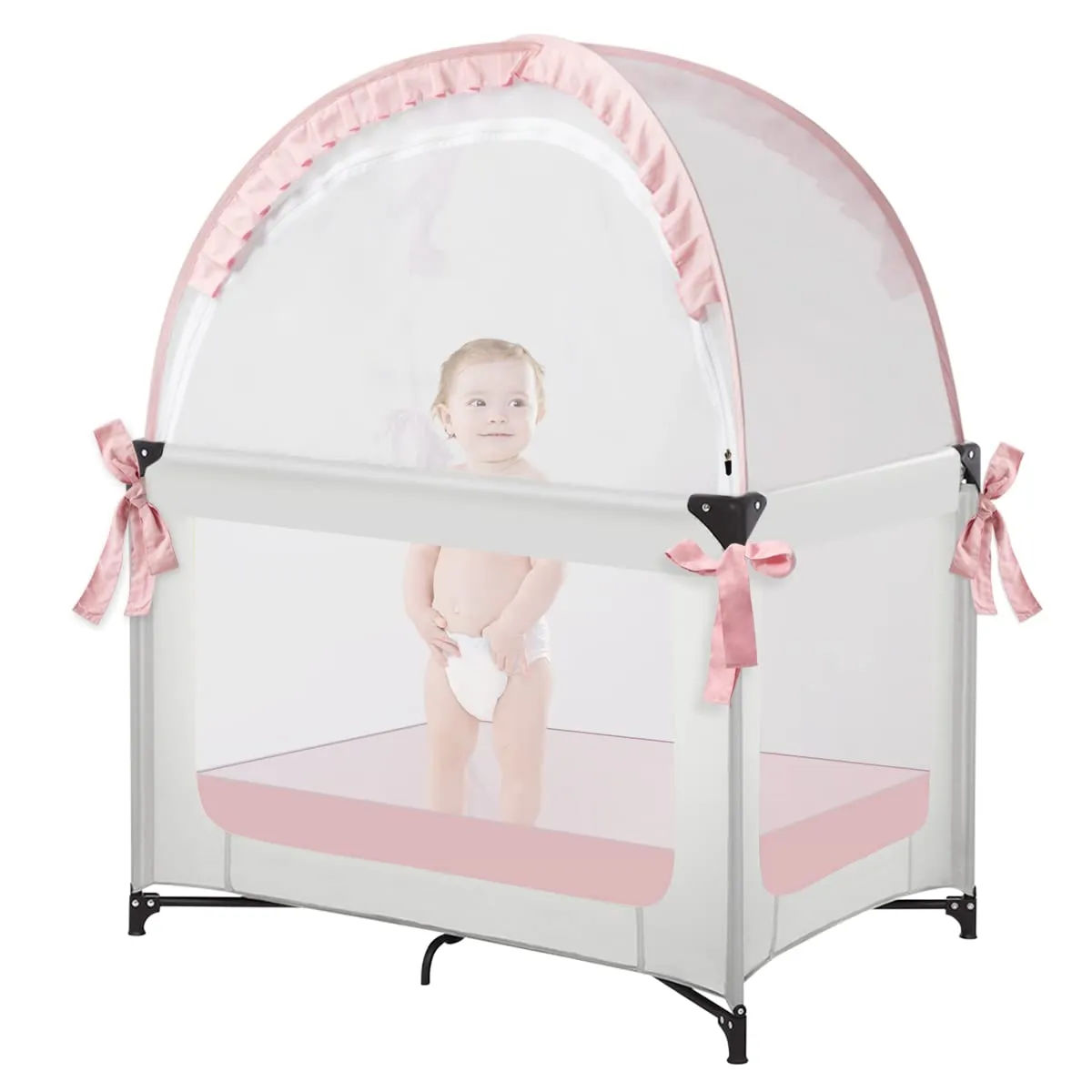 Pack N Play Tent, Baby Mini Crib Tent to Keep Baby in, Crib Net for Pack and Play, Mini Cribs & Play Yard (39.6" L x 27.6" W x 49.2" H)