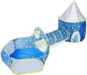 [Pack of 3] 3 in 1 Child Crawl Tunnel Tent Kids Play Tent Ball Pit Set Foldable Children Play House Pop-up Kids Tent w/Storage Bag for Indoor Outdoor Travel Use