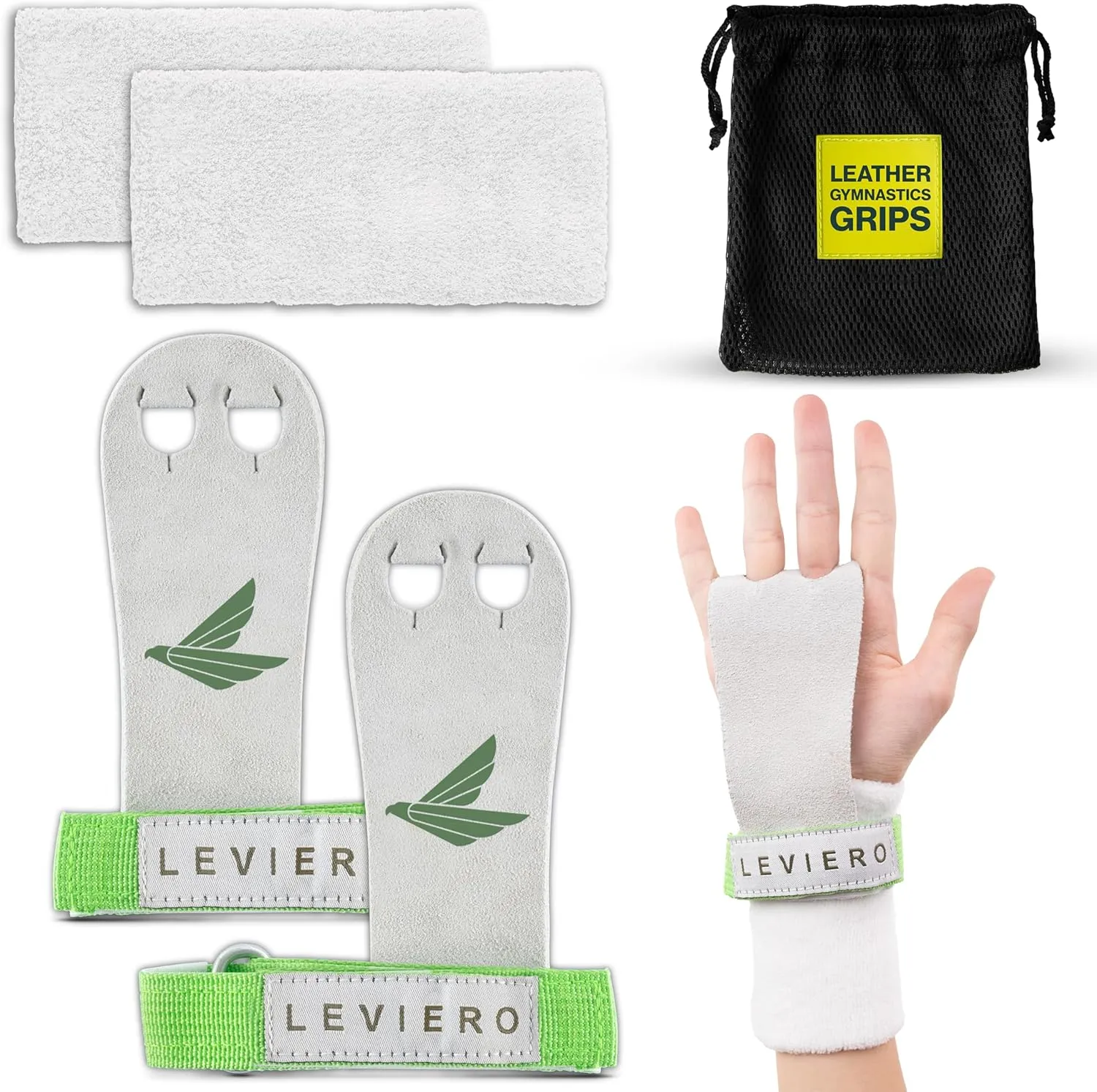 Palmies Gymnastics Grips, Grips for Gymnastics, Multipurpose Soft Leather Grips with Adjustable Finger Holes, Weightlifting, Kettlebell, Cross Training Workouts for Kids and Youths