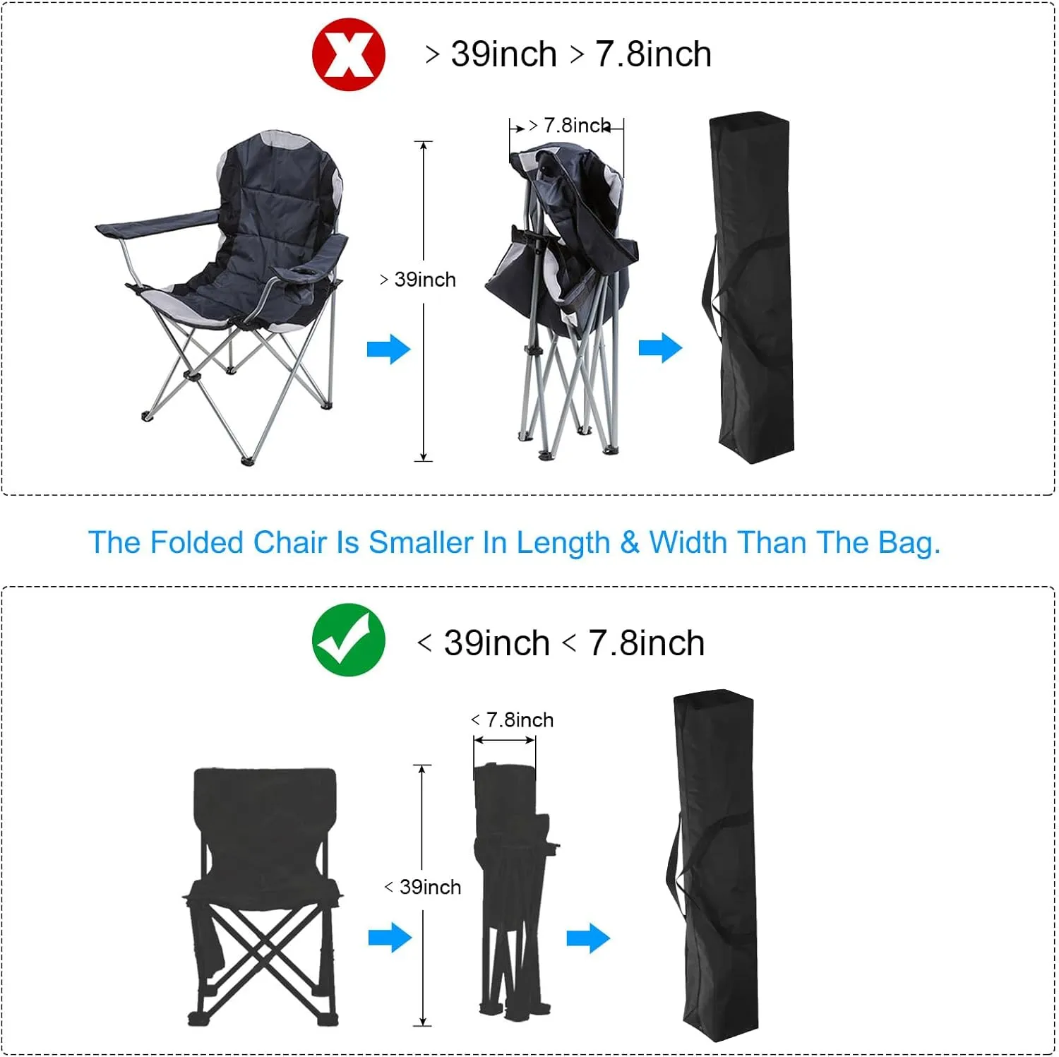 PATIKIL 39 Inch Camp Chair Replacement Bag, Nylon Foldable Carrying Bag Large Zippered Bag with Shoulder Strap for Camping Travel, Black