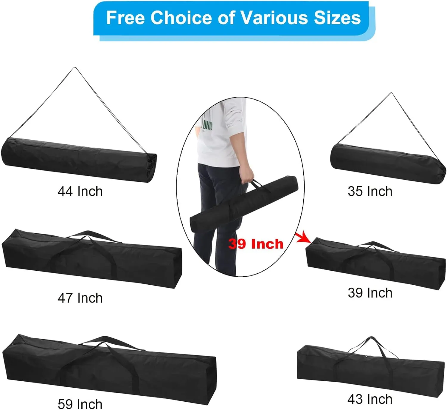 PATIKIL 39 Inch Camp Chair Replacement Bag, Nylon Foldable Carrying Bag Large Zippered Bag with Shoulder Strap for Camping Travel, Black