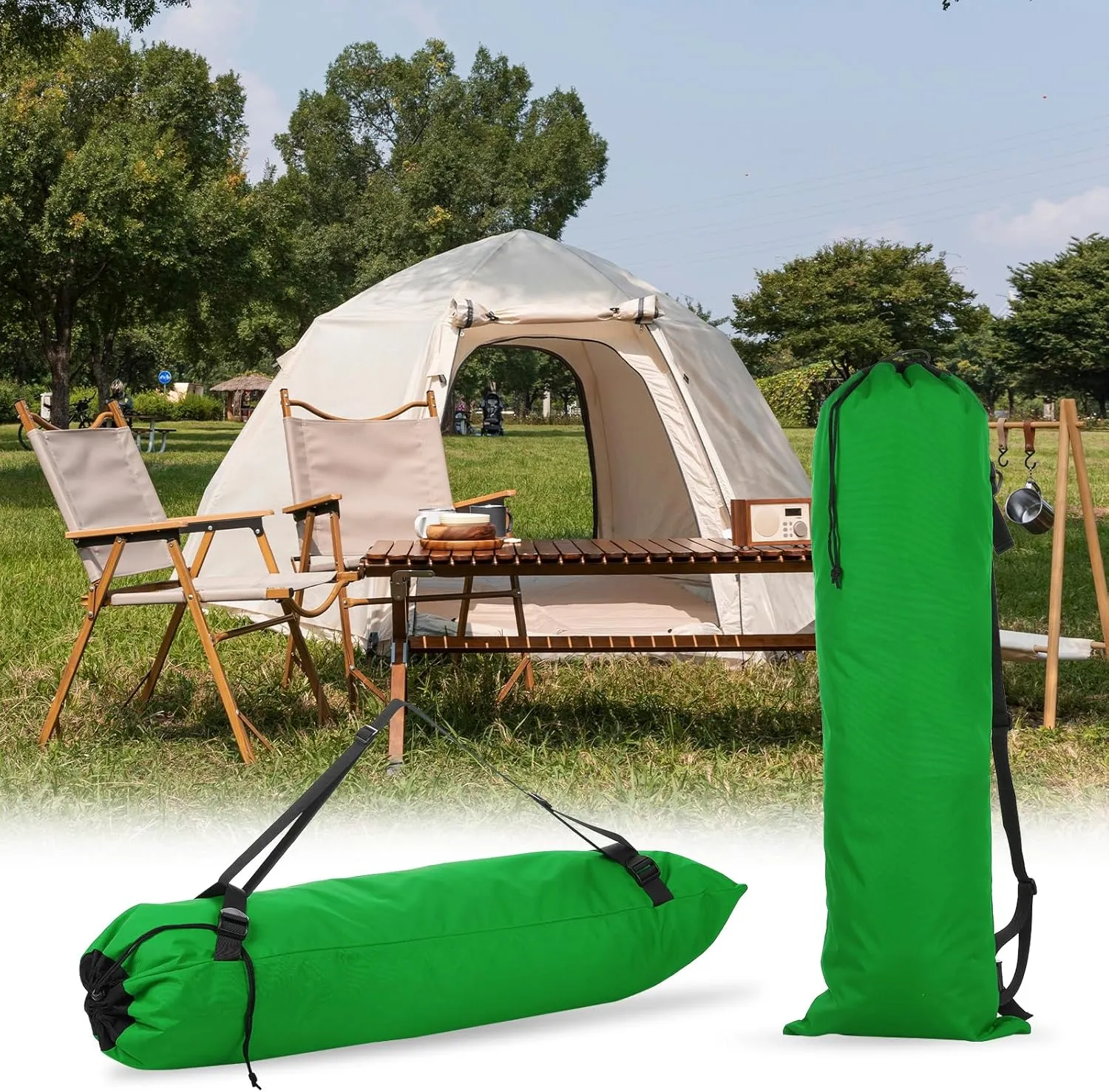 PATIKIL Foldable Camp Chair Replacement Bag, Camping Chairs Folding Chair Carry Bag with Adjustable Shoulder Strap for Outdoor Camping Fishing Storage, Green