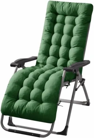 Patio Chaise Lounger Cushion， IndoorOutdoor Rocking Chair Sofa Cushion with 6 Ties， Thick Padded Swing Bench Cushion，61x18.9x3.1in (Green)