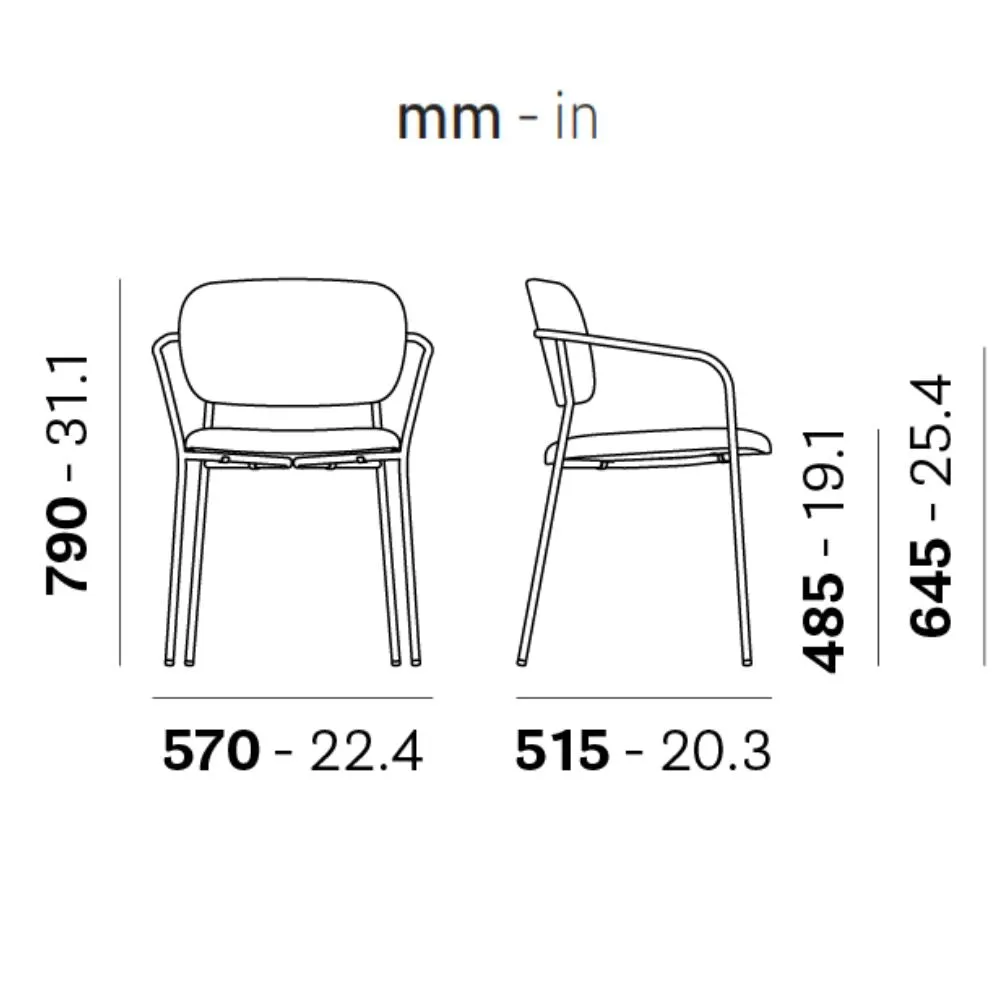 Pedrali Jazz 3704 padded chair with armrests