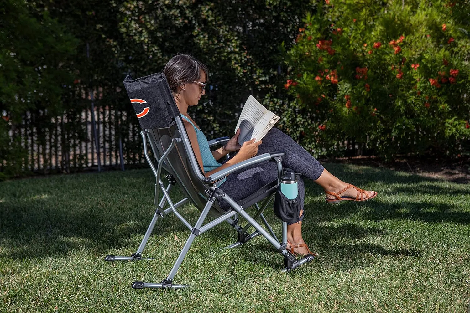 PICNIC TIME NFL Outdoor Rocking, XL Heavy Duty Camping Chair for Adults