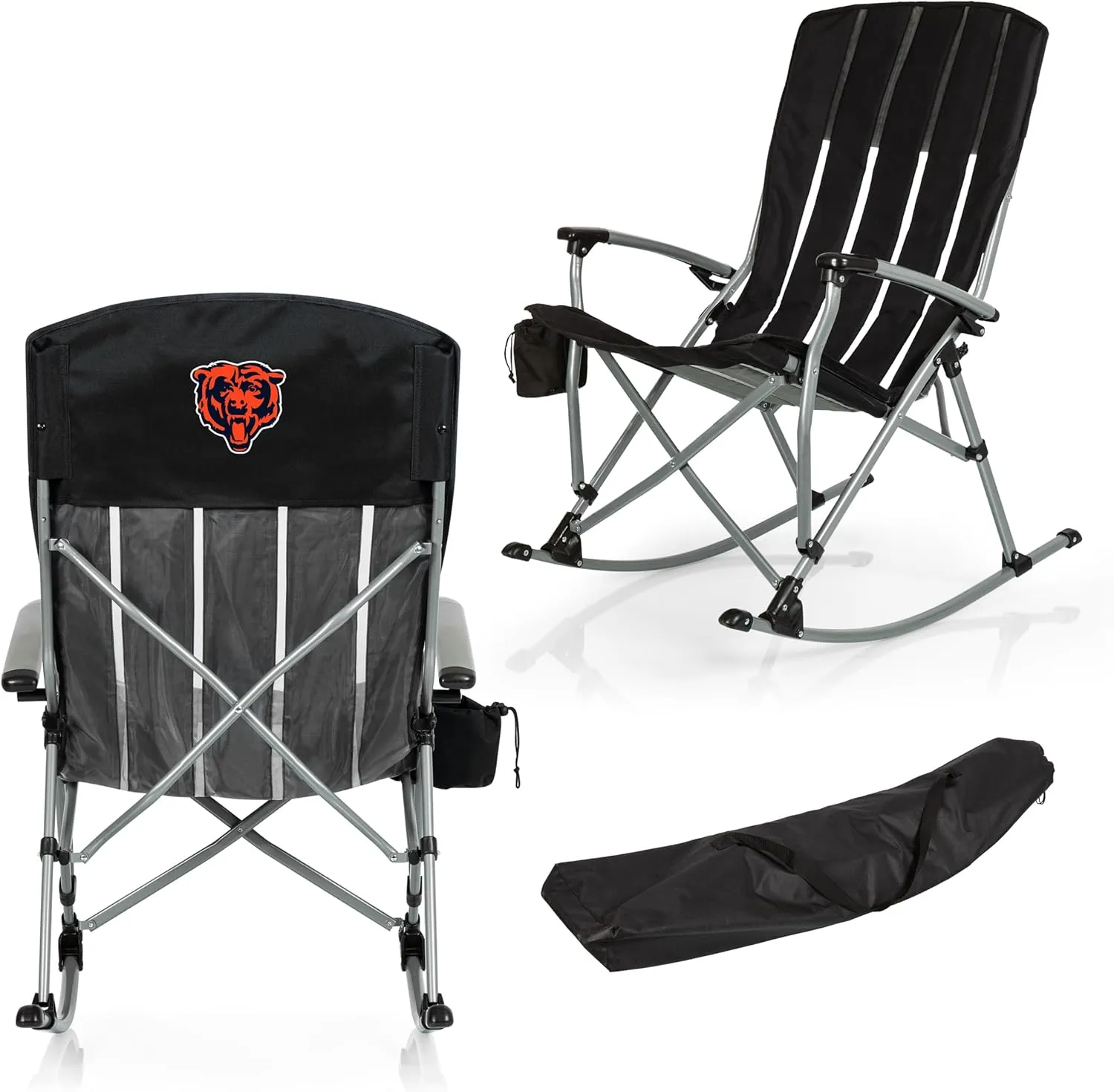 PICNIC TIME NFL Outdoor Rocking, XL Heavy Duty Camping Chair for Adults