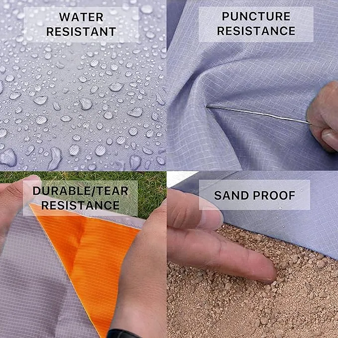 Pocket Blanket Compact Picnic Blanket (60"x 56") Beach Blanket Water Resistant, Packable Blanket, Backpacking Lightweight Tarp for Hiking, Camping, Travel, Festival Essentials