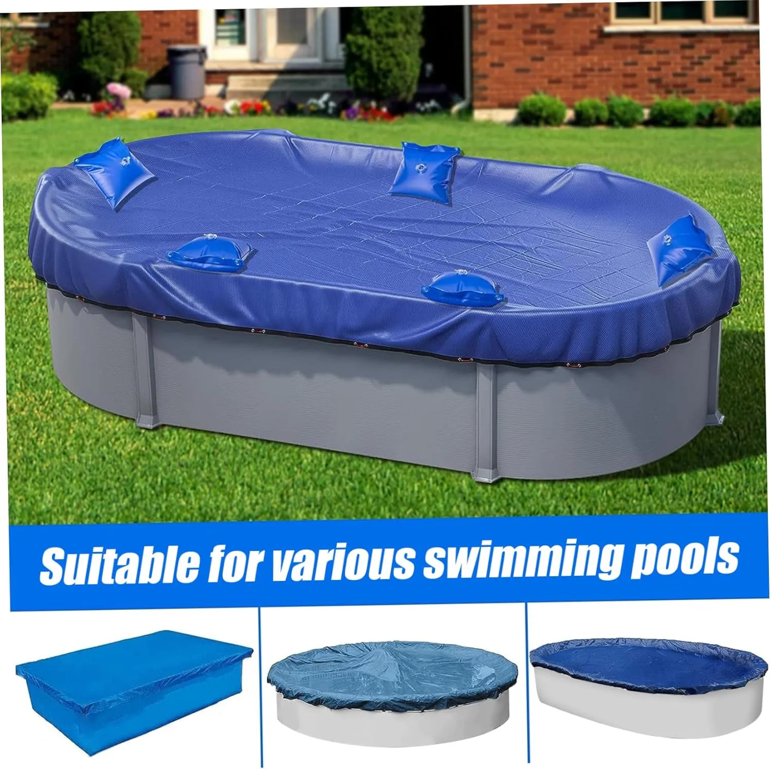 Pool Water Bags 8PCS 11x12in Heavy Duty Pool Cover Weights PVC Hanging Pool Tarp Weights Cold Resistant Leakproof Pool Pillows for Above Ground Pools for Winter