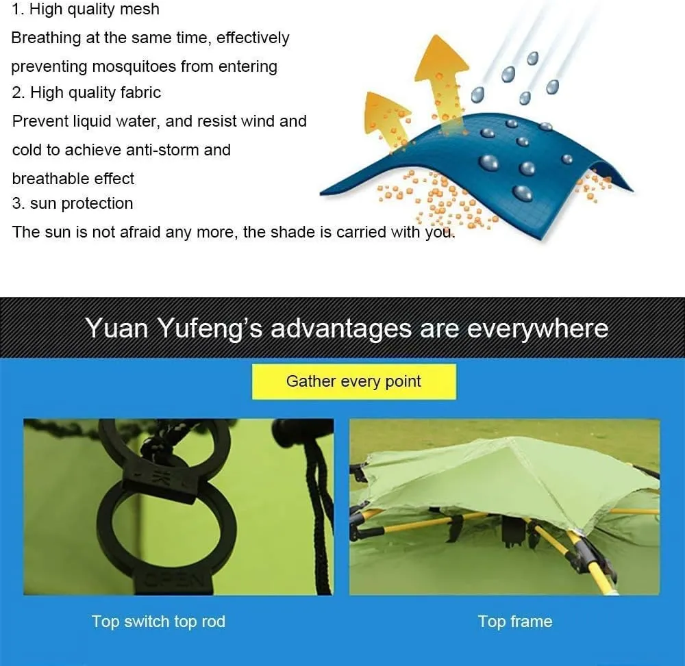 Pop Up Automatic Tent, Outdoor Camping Hexagon Tents, Instant Cabana Waterproof Shade Canopy Tarp for Survival Mountaineering,Green