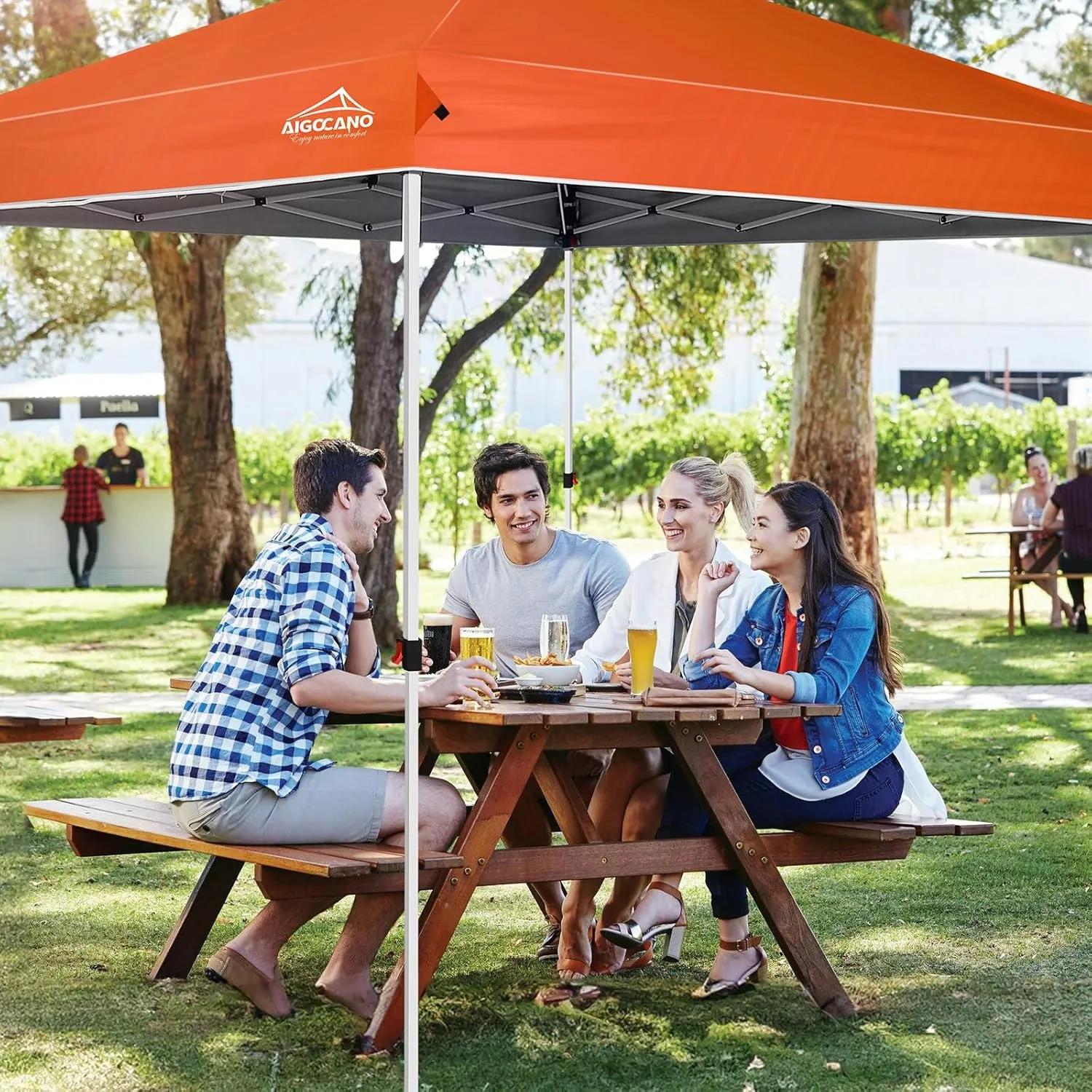 Pop up Canopy Tent,10x10 Instant Outdoor Canopy for Parties with Wheeled Bag(Orange)