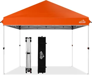 Pop up Canopy Tent,10x10 Instant Outdoor Canopy for Parties with Wheeled Bag(Orange)