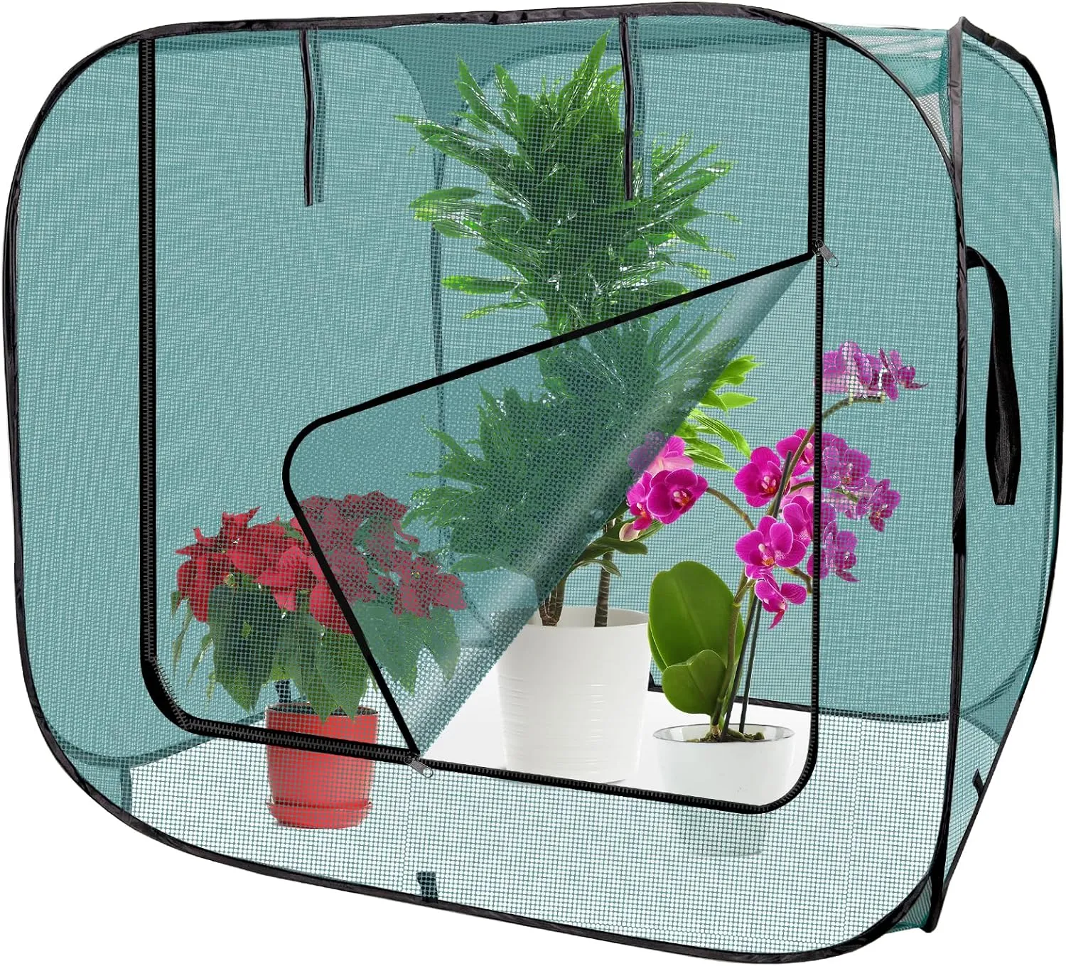 Pop-up Gardening Net Cover,47 x 47 x 43in Pest Guard Cover,Mesh Plant Cover with 4 Stakes,Plant Gardening Net for Vegetables Fruits Flowers