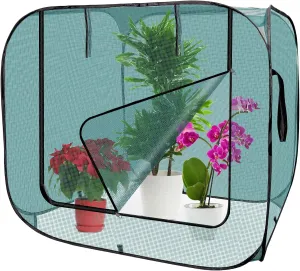 Pop-up Gardening Net Cover,47 x 47 x 43in Pest Guard Cover,Mesh Plant Cover with 4 Stakes,Plant Gardening Net for Vegetables Fruits Flowers