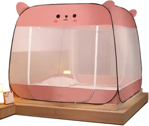 Pop-Up Mosquito Net Tent Wide Roof,Portable Folding Design with Bottom for Bedroom Yard Outdoor Camping Fishing Hiking Trip,Easy to Install,Pink,1.8M/Pink/1.8M