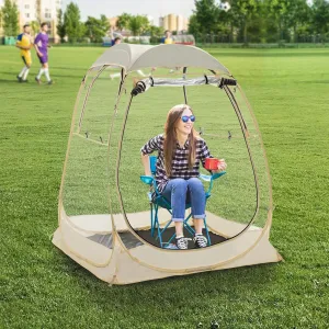 Pop Up Sport Tent for 1-6 Person All Weather Shelter with Removable Cover and Floor Outdoor Clear Tent for Watching Sports, Fishing, Relaxing and Camping