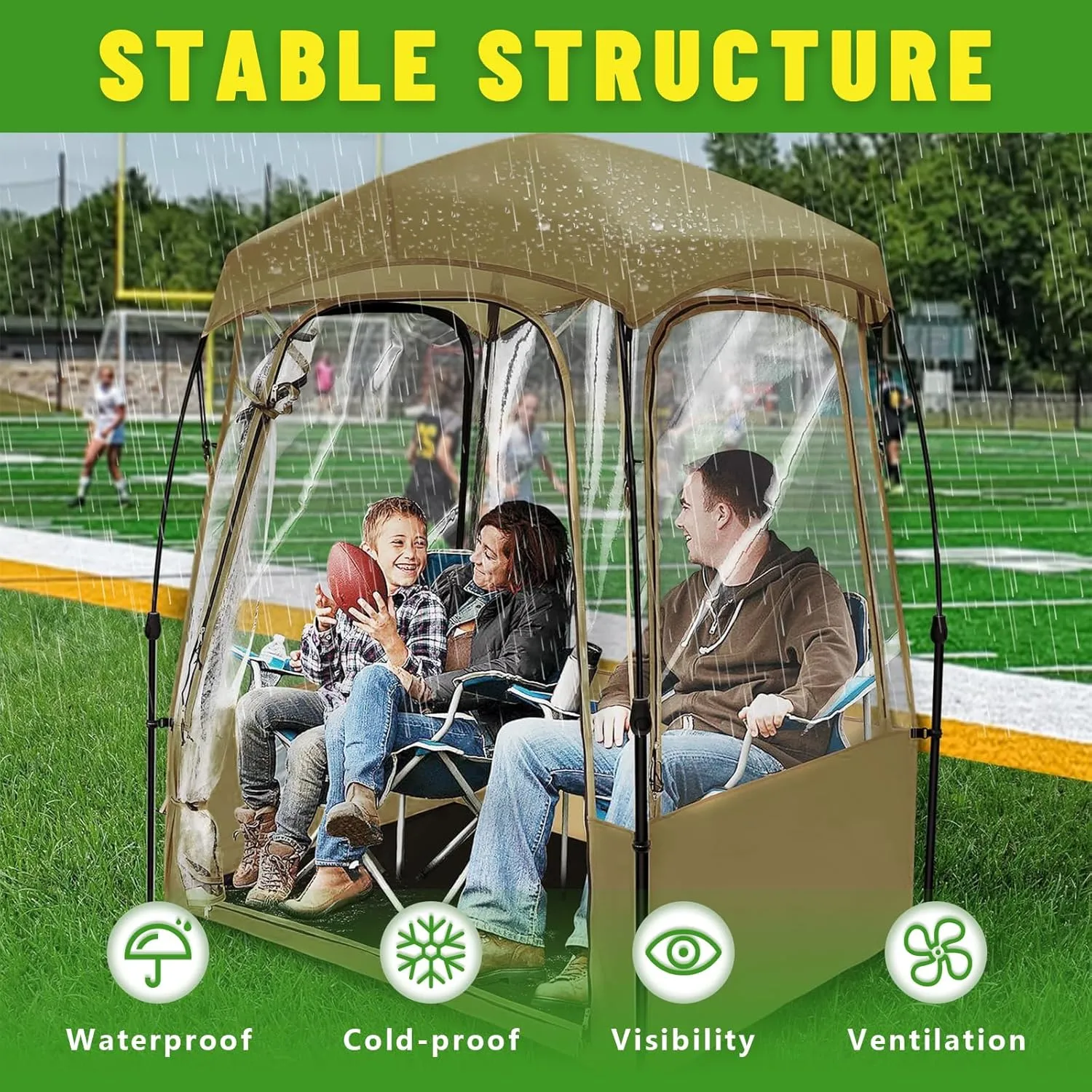 Pop Up Tent, Clear Outdoor Tents Sports Fishing, Rainproof and Windproof Beach Camping, Lightweight and Sturdy, Easy Set Up, UPF 50  Portable Folding 39" x 64"