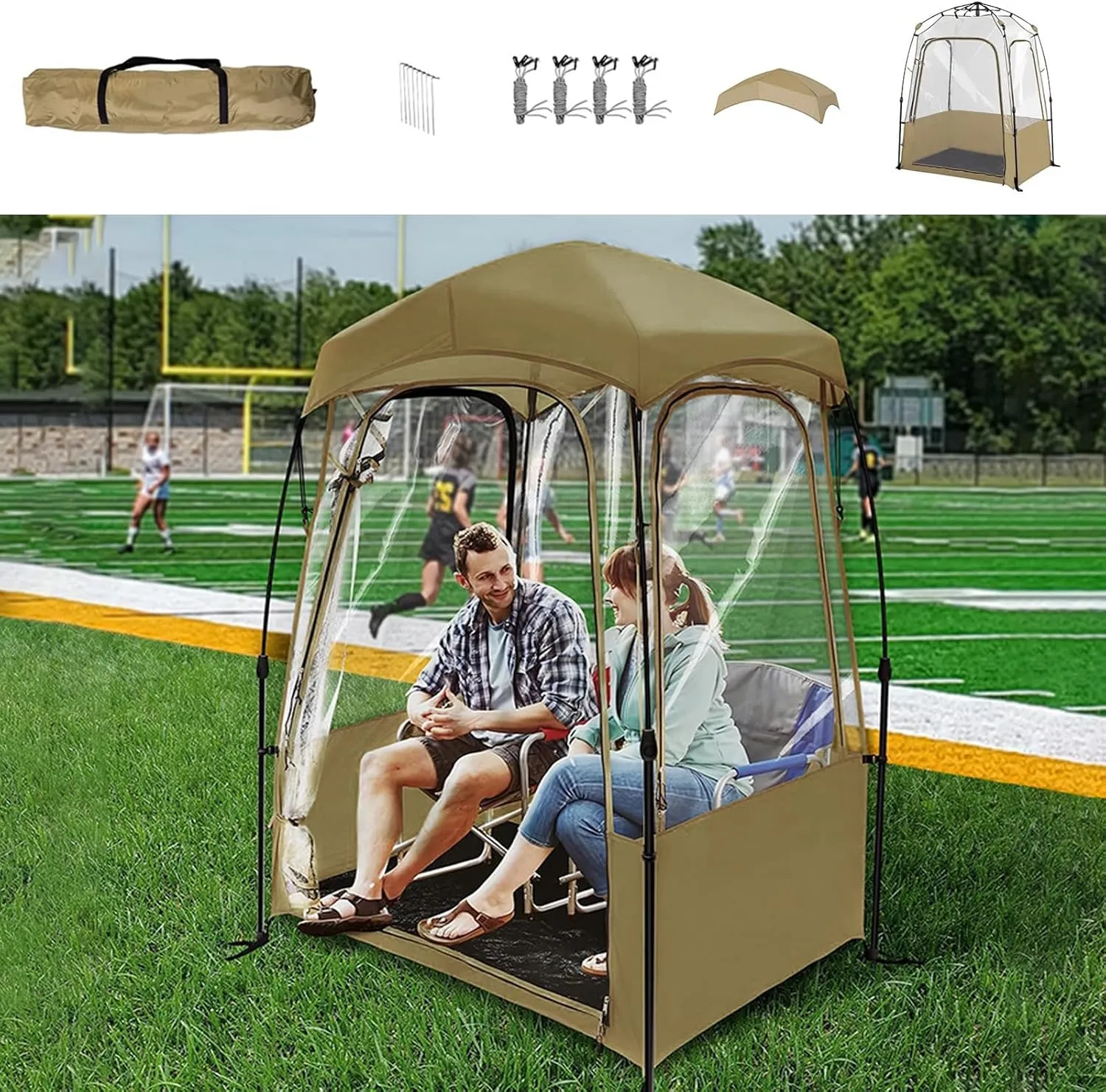 Pop Up Tent, Clear Outdoor Tents Sports Fishing, Rainproof and Windproof Beach Camping, Lightweight and Sturdy, Easy Set Up, UPF 50  Portable Folding 39" x 64"