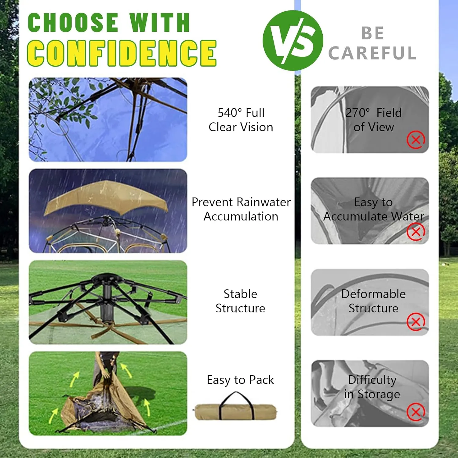Pop Up Tent, Clear Outdoor Tents Sports Fishing, Rainproof and Windproof Beach Camping, Lightweight and Sturdy, Easy Set Up, UPF 50  Portable Folding 39" x 64"