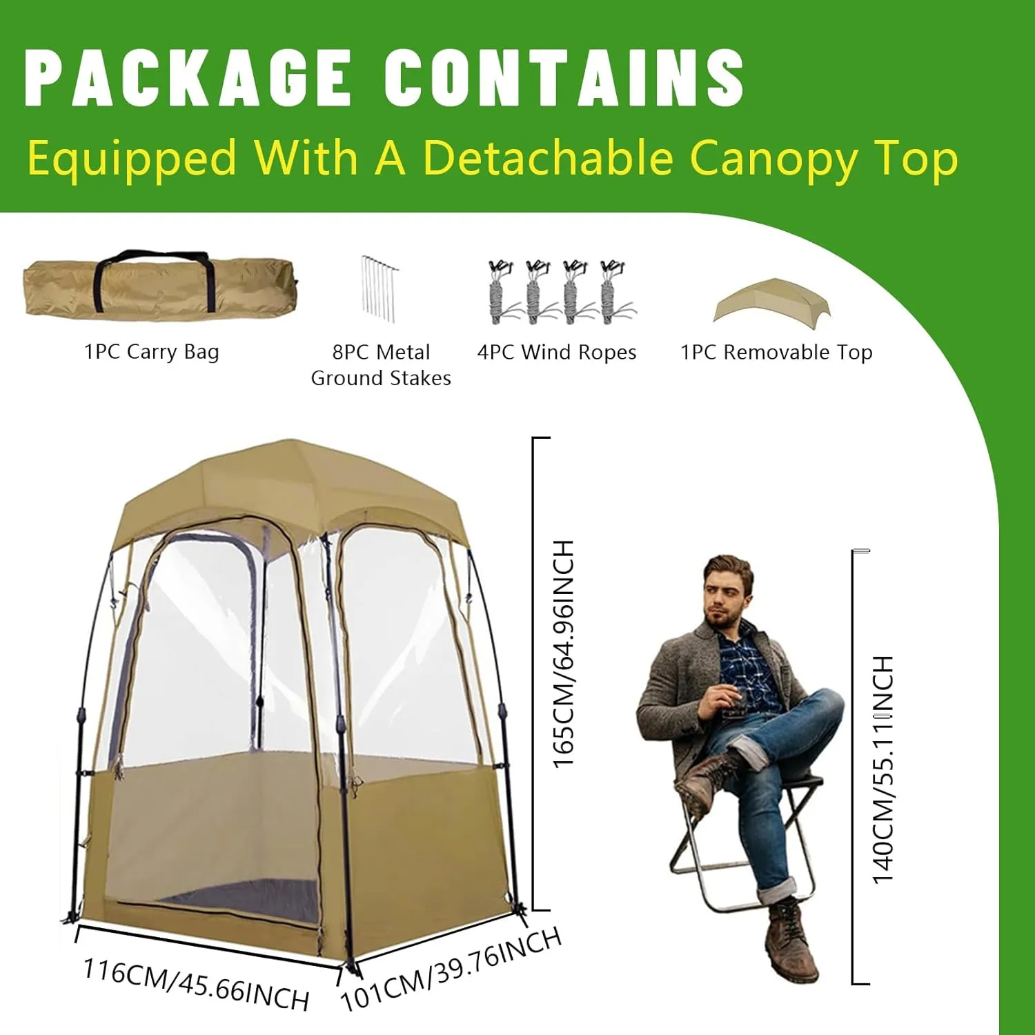 Pop Up Tent, Clear Outdoor Tents Sports Fishing, Rainproof and Windproof Beach Camping, Lightweight and Sturdy, Easy Set Up, UPF 50  Portable Folding 39" x 64"