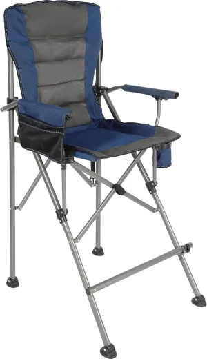 Portable Bar Height Foldable Director Chairs for Adults 330lbs, Extra Tall Folding Chairs for Camping Outside, Comfortable with High Back and Footrest, Blue