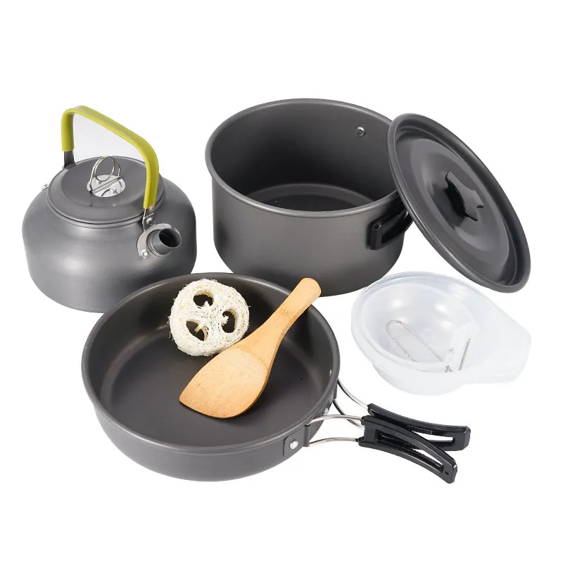 Portable Camping Cookware Set With Kettle