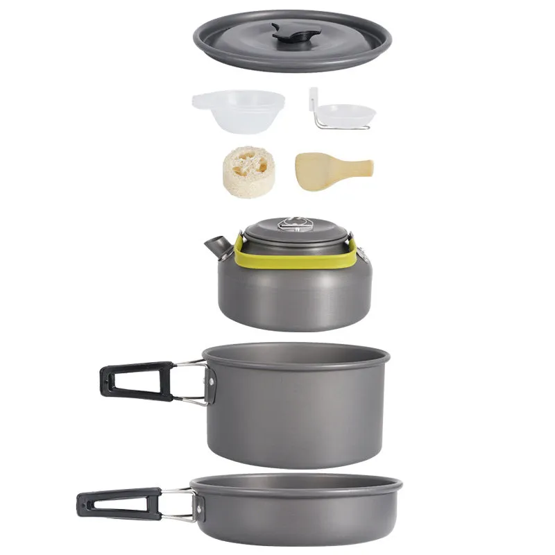 Portable Camping Cookware Set With Kettle