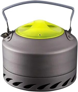 Portable Compact Outdoor Kettle Teapot Coffee Maker 0.9L for Picnic Camping Hiking Aluminum Alloy (Color : Gray Size : 1.1L)