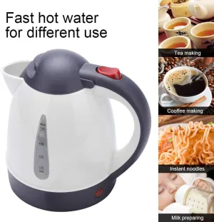 Portable Electric Travel Kettle, 12V Car Water Heater, 1000ml Capacity, White and Gray