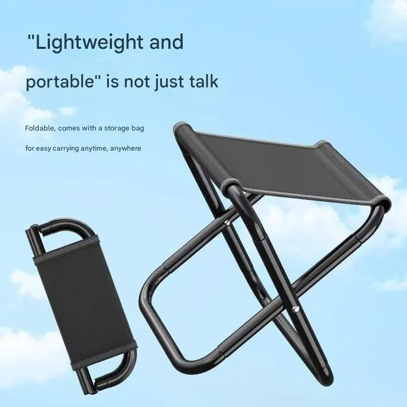 Portable Folding Backpack Stool – Compact Oxford Pocket Chair with Shoulder Strap for Camping, Fishing, Picnics – Carbon Steel Frame, 2 Sizes (Small 26×23×24cm / Large 31×23×29cm), Black/Khaki(Black,L