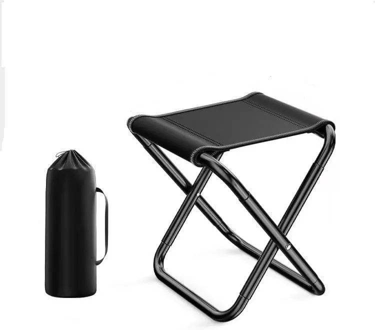 Portable Folding Backpack Stool – Compact Oxford Pocket Chair with Shoulder Strap for Camping, Fishing, Picnics – Carbon Steel Frame, 2 Sizes (Small 26×23×24cm / Large 31×23×29cm), Black/Khaki(Black,L