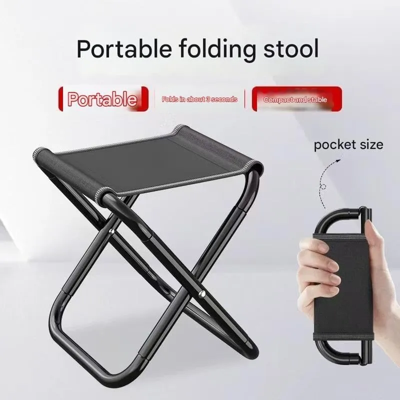 Portable Folding Backpack Stool – Compact Oxford Pocket Chair with Shoulder Strap for Camping, Fishing, Picnics – Carbon Steel Frame, 2 Sizes (Small 26×23×24cm / Large 31×23×29cm), Black/Khaki(Black,L