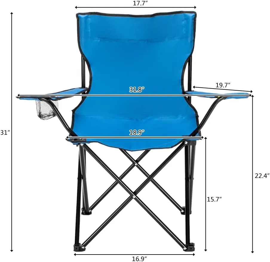 Portable Folding Camp Chair, Lightweight Outdoor Lawn Chair Durable, Small Foldable Chair Easy Open and Fold for Hunting, Fishing, Camping with Bag 230lbs Load Bearing Oxford Cloth Blue