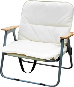 Portable Folding Camping Chair, Heavy Duty Single Outdoor Camping Chair, Wooden Armrests, with Seat Cushion, Suitable for Outdoor Fishing, Travel, Lawn, Camping, Hiking, Khaki