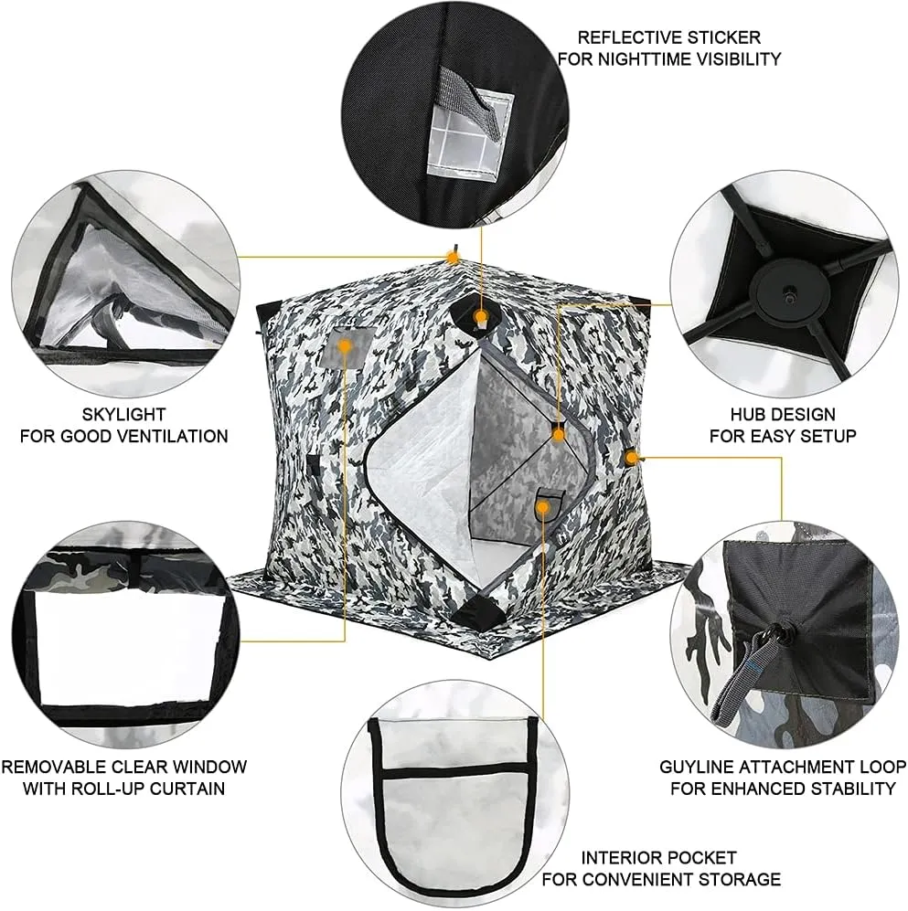 Portable Pop-Up Ice Fishing Shelter Tent Outdoor Dressing Showering Toilet Tent Winter Fishing Tent