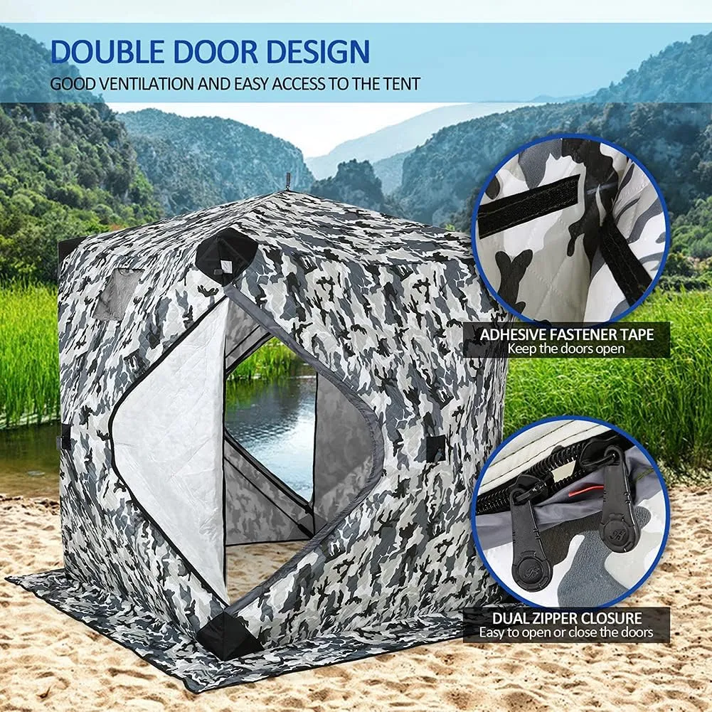 Portable Pop-Up Ice Fishing Shelter Tent Outdoor Dressing Showering Toilet Tent Winter Fishing Tent