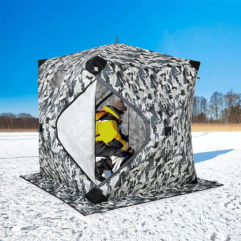 Portable Pop-Up Ice Fishing Shelter Tent Outdoor Dressing Showering Toilet Tent Winter Fishing Tent