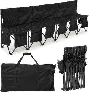 Portable Soccer Bench Chairs Foldable Team Sports Bench with Pockets and Carrying Bag for Sports Team Camping Soccer Basketball Football Practice Games