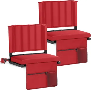 Portable Stadium Seats with Back Support, Thickened Bleacher Chairs with Back and Cushion, Soft & Comfortable, Lightweight Stadium Seats for Bleachers, Park, Grassland