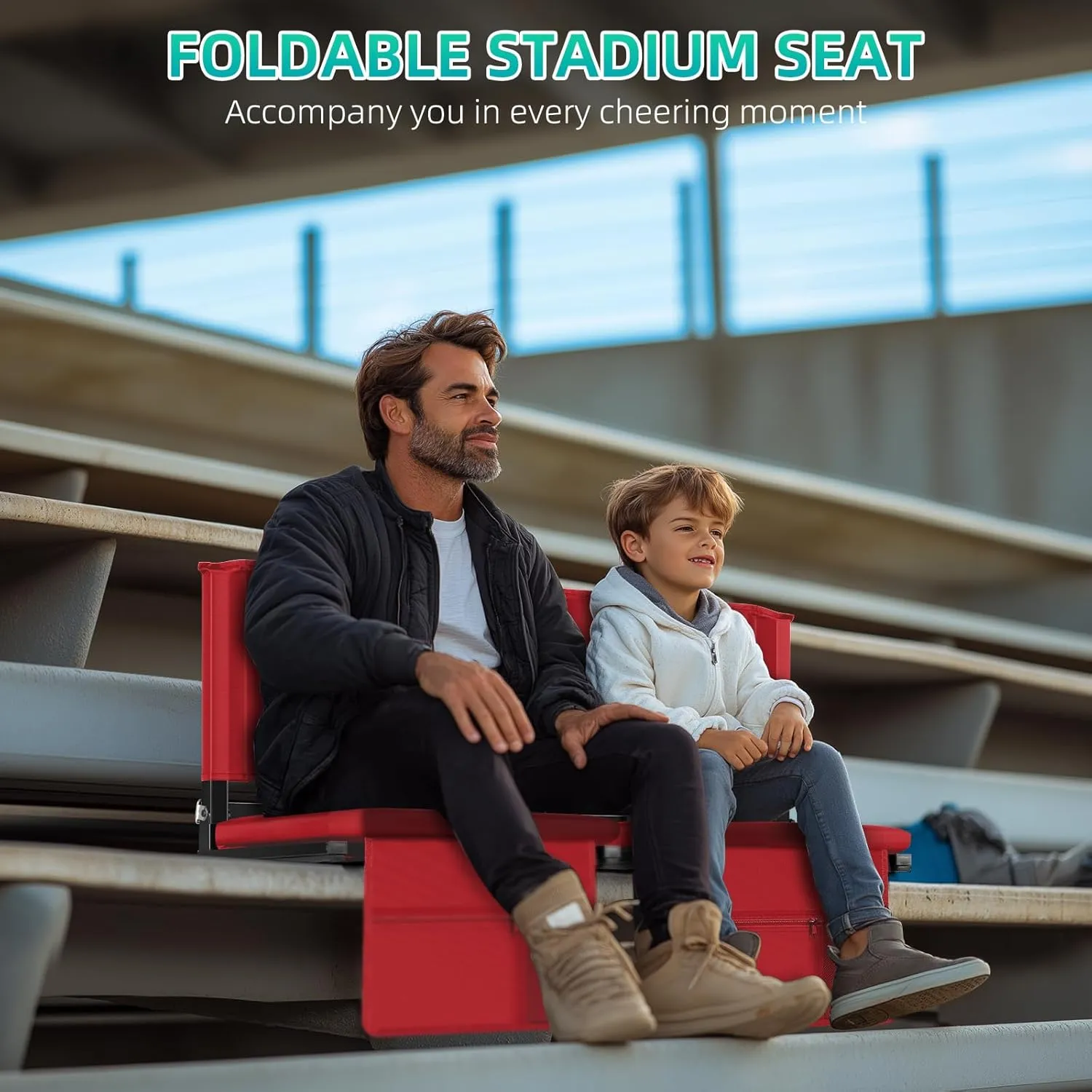 Portable Stadium Seats with Back Support, Thickened Bleacher Chairs with Back and Cushion, Soft & Comfortable, Lightweight Stadium Seats for Bleachers, Park, Grassland