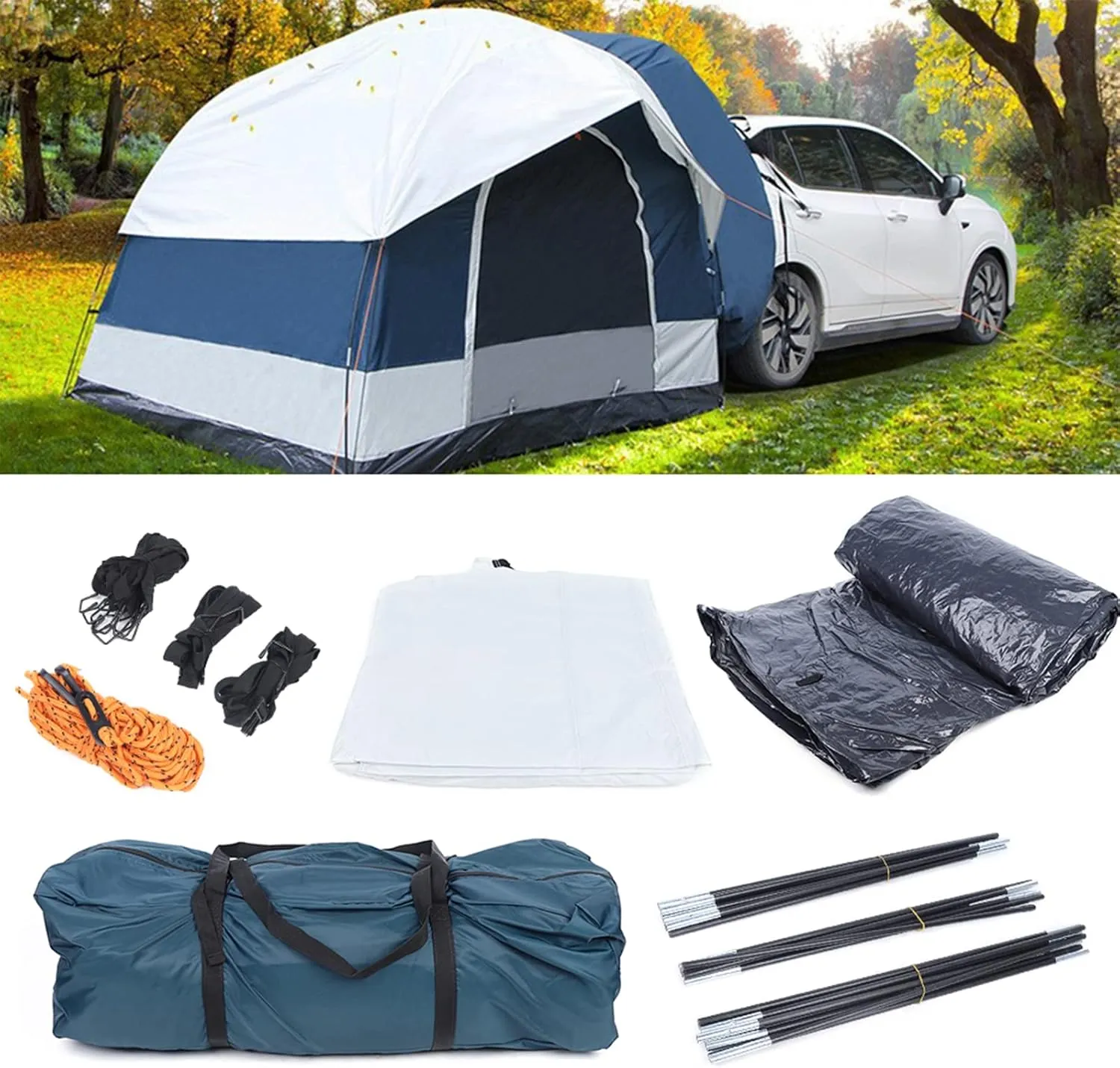 Portable SUV Tent for Camping - Universal SUV Camping Tent for 4-6 Person - Rear Awning Sunshade Rainproof Canopy - Portable Vehicle Shelter for Camping, Outdoor Travel, BBQ