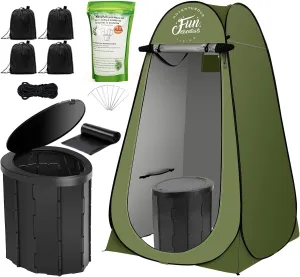 Portable Toilet Kit Adults, Pop Up Privacy Tent, X Large Camping Folding Toilet, 12 bags, 12 pack Liquid Waste Gel, Washable Foldable For Travel,RV, Outdoor