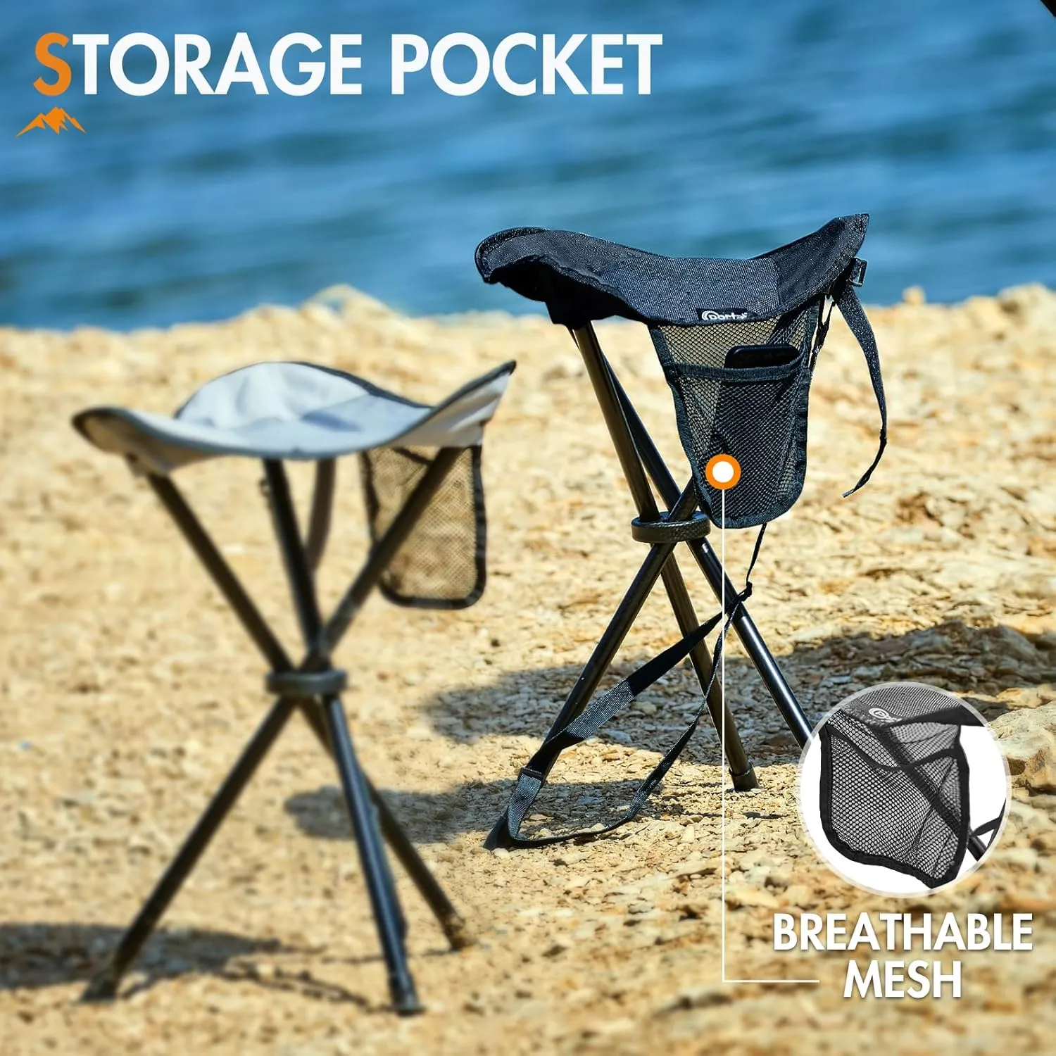 PORTAL Tall Folding Tripod Stool for Outdoor Camping Walking Hunting Hiking Fishing Travel, Support 225 lbs