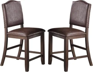 Poundex Brown Dark Faux Leather Upholstery High Chair, Set of 2