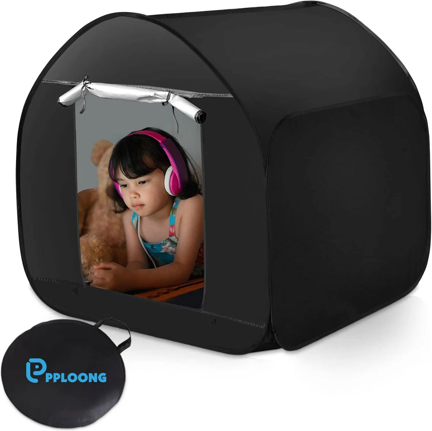 PPLOONG Sensory Tent Calm Down Corner Supplies for Autistic Children, Black Out Calming Play Pop Up Tent Sensory Room for SEN, Autism, ASD, ADHD with Travel Bag