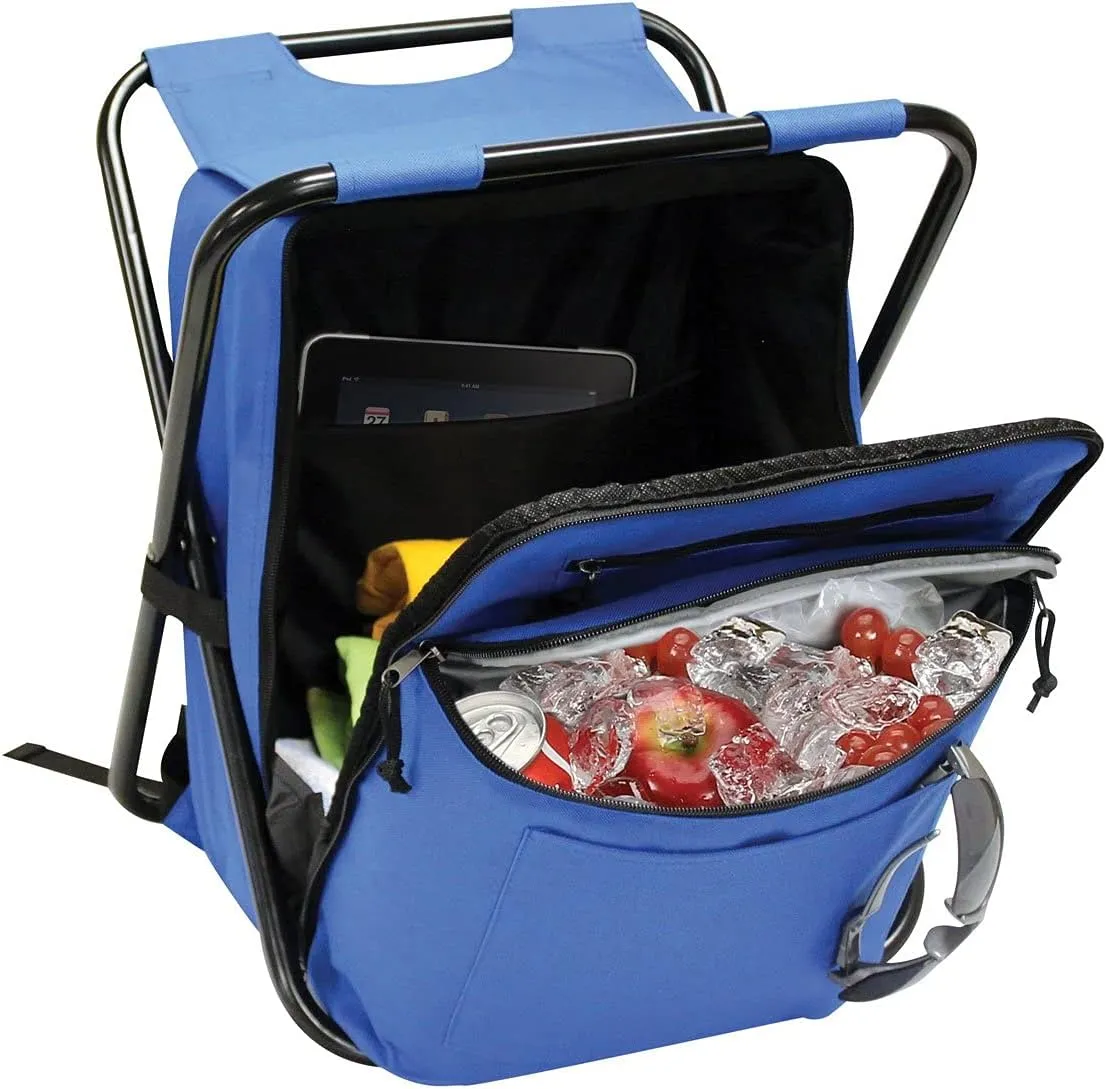 Preferred Nation Seated Cooler Backpack, 3 in 1 Portable Camping Backpack with Cooler and Folding Chair Stool, Leak Proof | Great for Fishing, Camping, Outdoor Events, Picnics or Beach