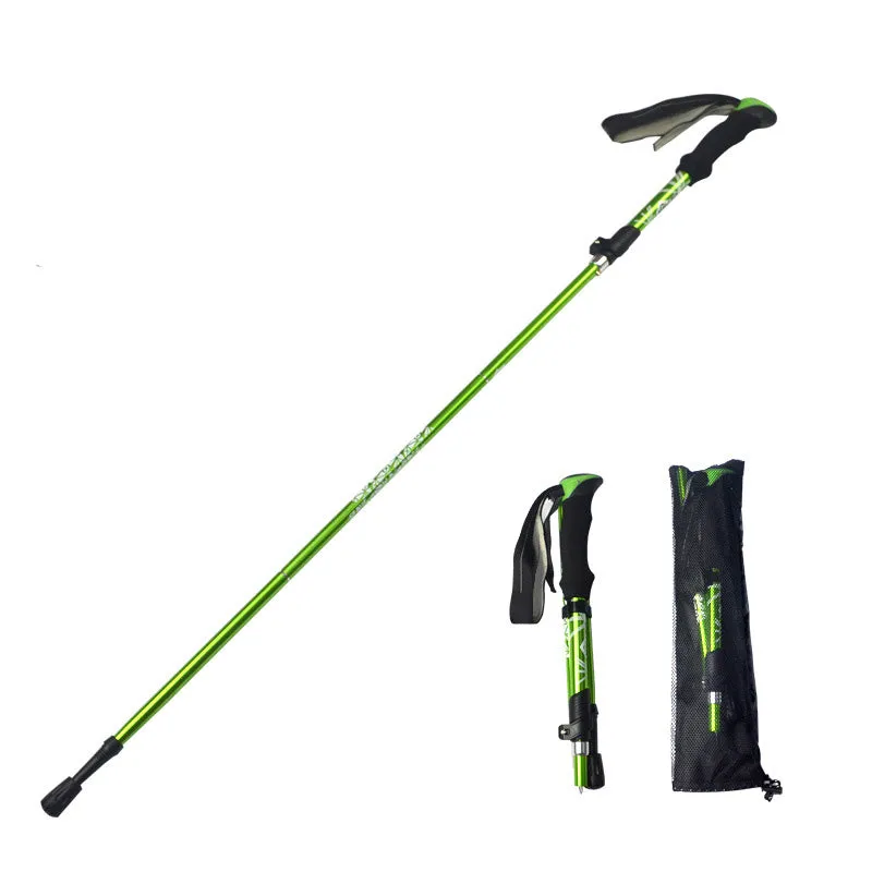 Premium Folding Trekking Pole for Hiking & Walking – Portable Carbon Steel Stick, Adjustable Length, Lightweight & Easy to Carry, Foam Grip Handle, Carbon Tungsten Tip, 1 PCS