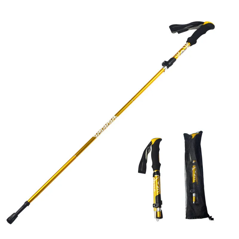 Premium Folding Trekking Pole for Hiking & Walking – Portable Carbon Steel Stick, Adjustable Length, Lightweight & Easy to Carry, Foam Grip Handle, Carbon Tungsten Tip, 1 PCS