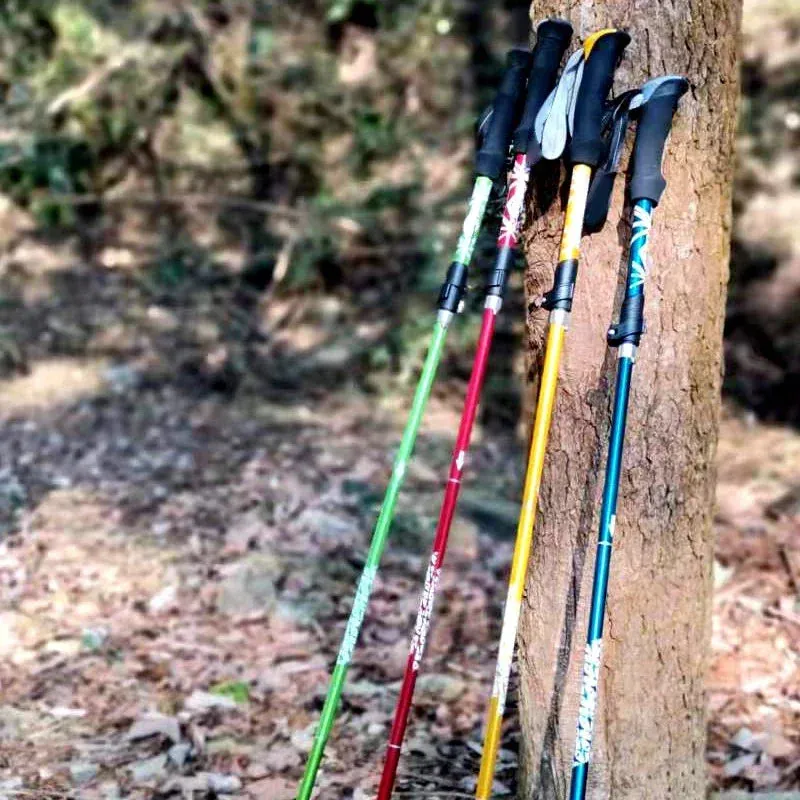 Premium Folding Trekking Pole for Hiking & Walking – Portable Carbon Steel Stick, Adjustable Length, Lightweight & Easy to Carry, Foam Grip Handle, Carbon Tungsten Tip, 1 PCS