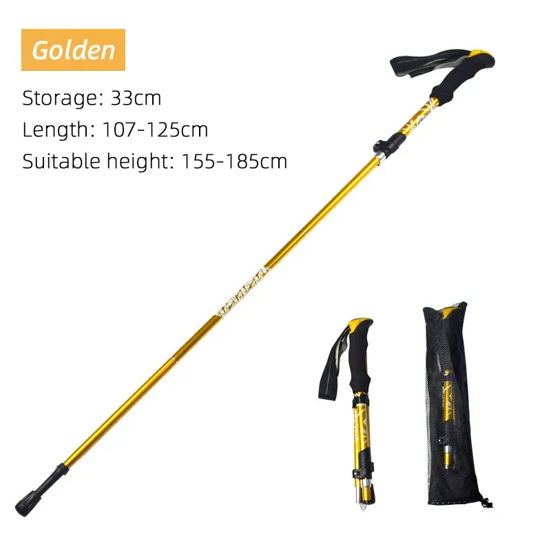 Premium Folding Trekking Pole for Hiking & Walking – Portable Carbon Steel Stick, Adjustable Length, Lightweight & Easy to Carry, Foam Grip Handle, Carbon Tungsten Tip, 1 PCS